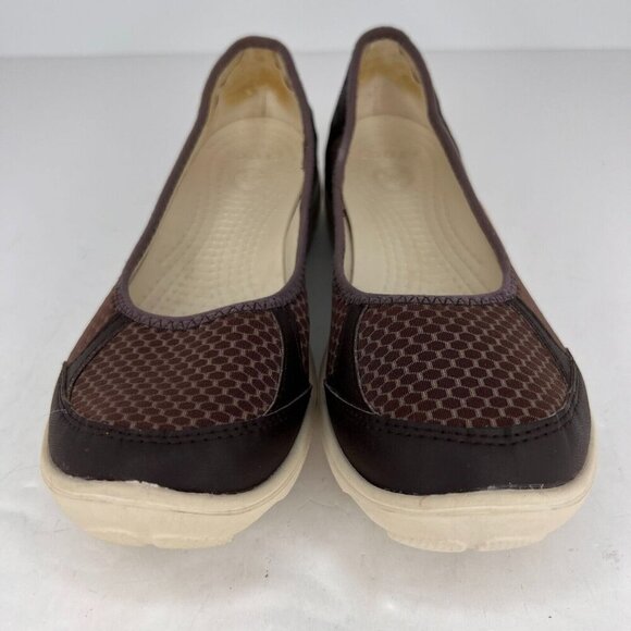 Crocs Womens Brown Duet Busy Day Ballet Flats Round Toe Size 9 Slip On Shoes - Picture 3 of 9